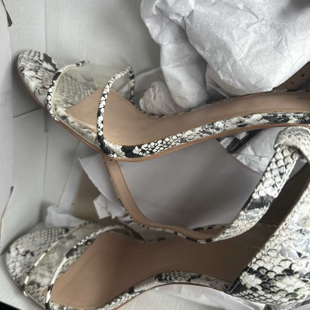 Aldo Black and White Snakeskin Heels - Picture 2 of 5